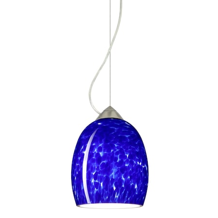Besa Lighting Lucia Cord Pendant, Blue Cloud, Satin Nickel Finish, 1x9W LED 1KX-169786-LED-SN